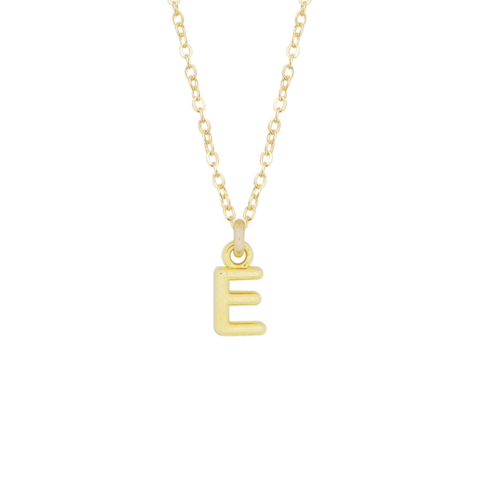 E Gold Initial Necklace by Katie Dean Jewelry, made in America, perfect for the dainty minimal jewelry lovers