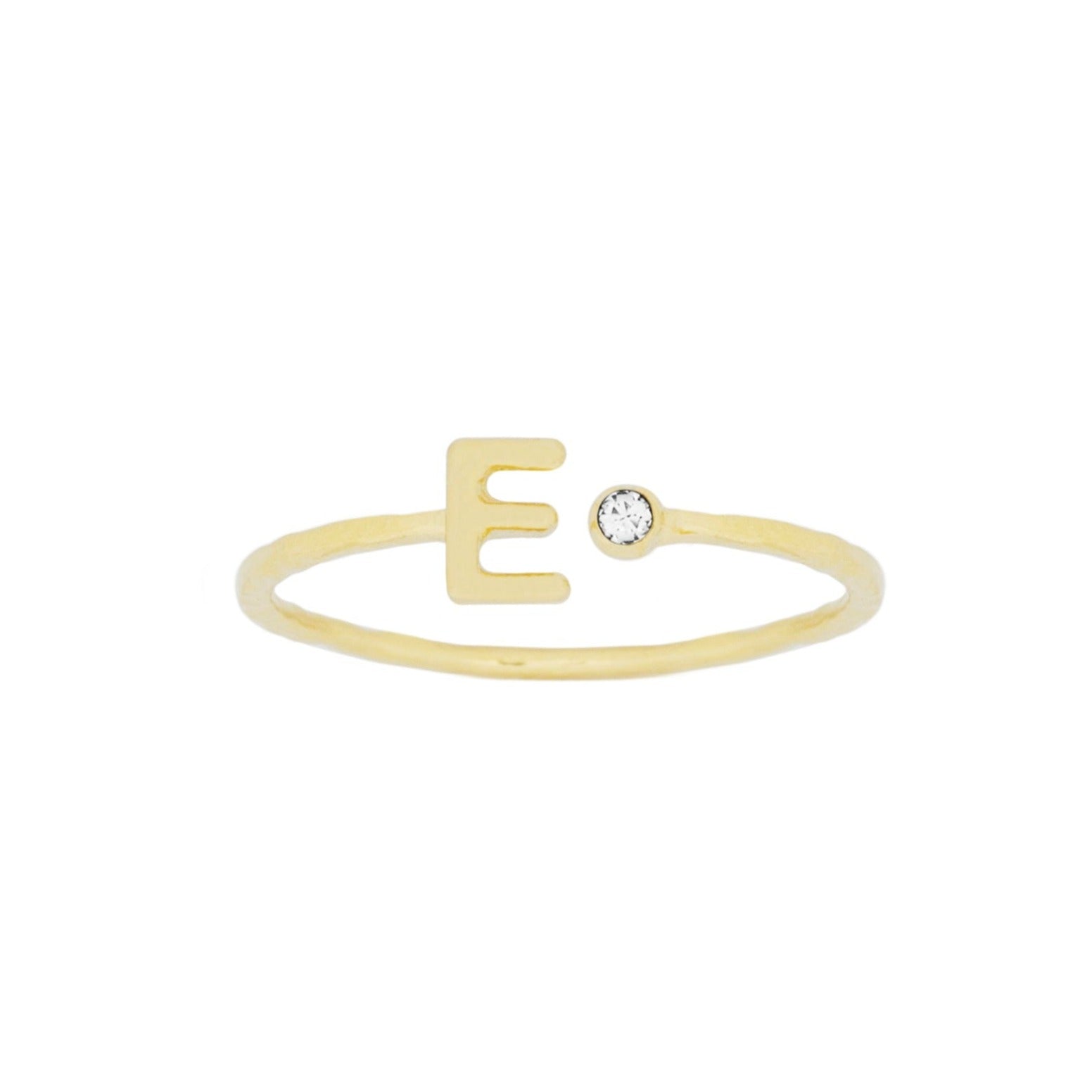 Dainty Gold Initial Ring handmade in America by Katie Dean Jewelry, stacking minimalist ring.