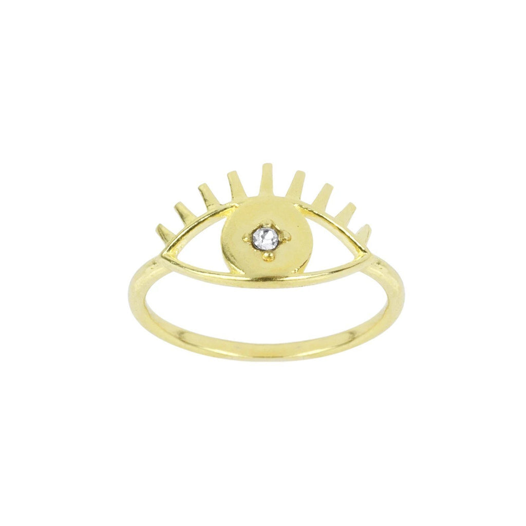 Keeping all bad juju away from you! Let this pretty Evil Eye Ring protect you from bad vibes and spread the love to one and all.  Handmade in California by Katie Dean Jewelry.