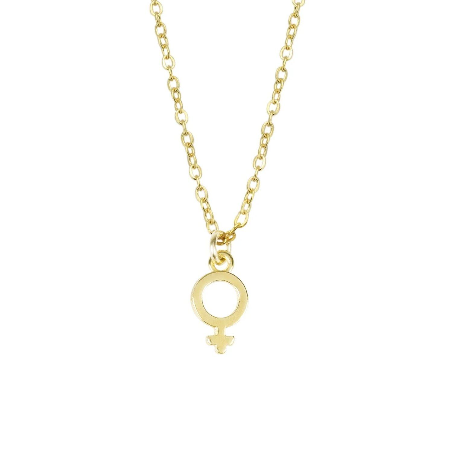 Wear it loud and proud! The Female Symbol Necklace was inspired by all the support and help that Katie has received from the leading ladies in her life. When you wear this necklace, we hope you feel empowered and ready to be the lady boss that you are.  Handmade in California by Katie Dean Jewelry.