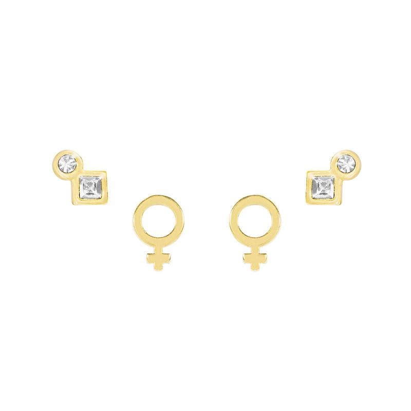 Female strong. Need we say more? The Feminist Earring Set is handmade in California by Katie Dean Jewelry. Nickel free and hypoallergenic.