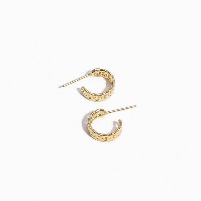 Solid gold Figaro Chain Hoops, made in America by Katie Dean Jewelry