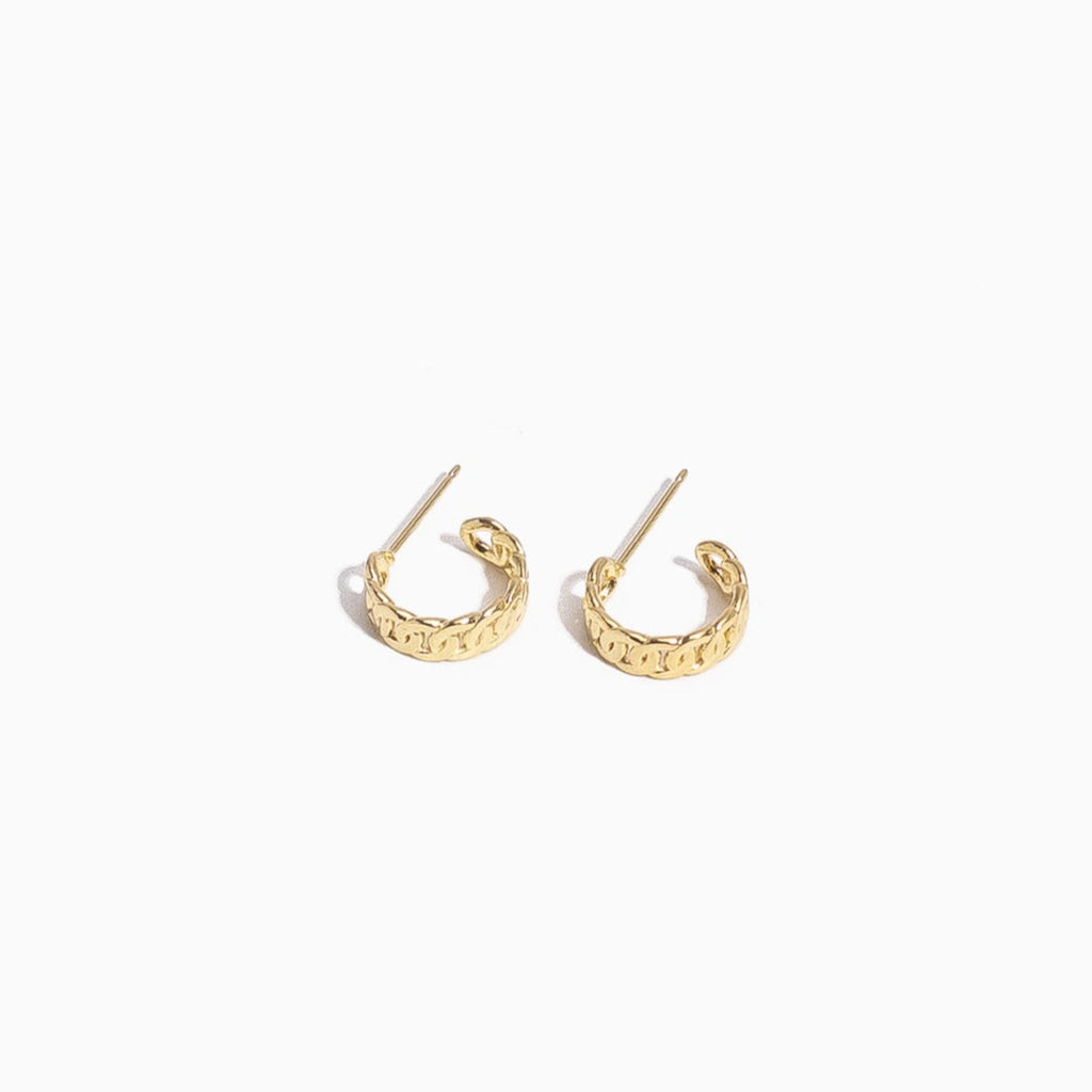 Figaro Chain Hoop Studs, dainty hypoallergenic earrings perfect for the minimalist and made in America by Katie Dean Jewelry