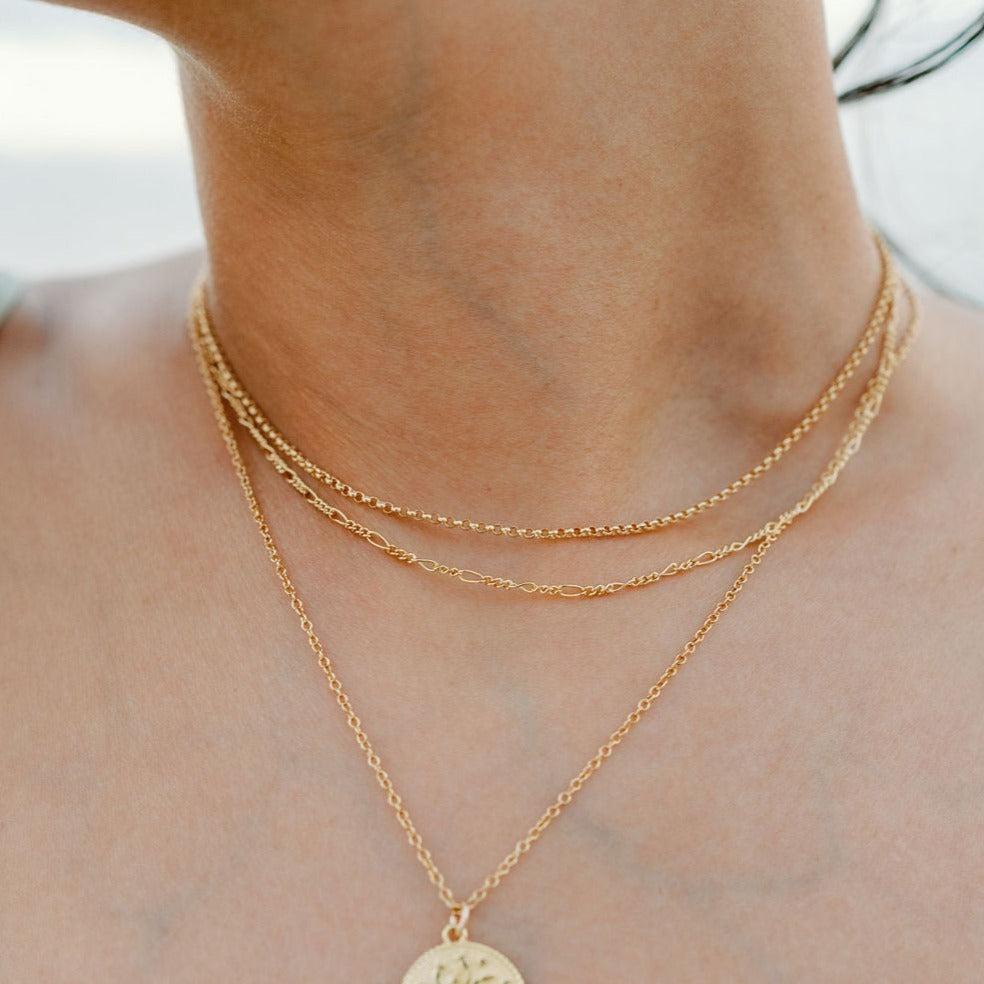 Gold Rolo Choker_Figaro Chain Choker_Katie Dean Jewelry_layering necklaces_Scorpio Zodiac Necklace