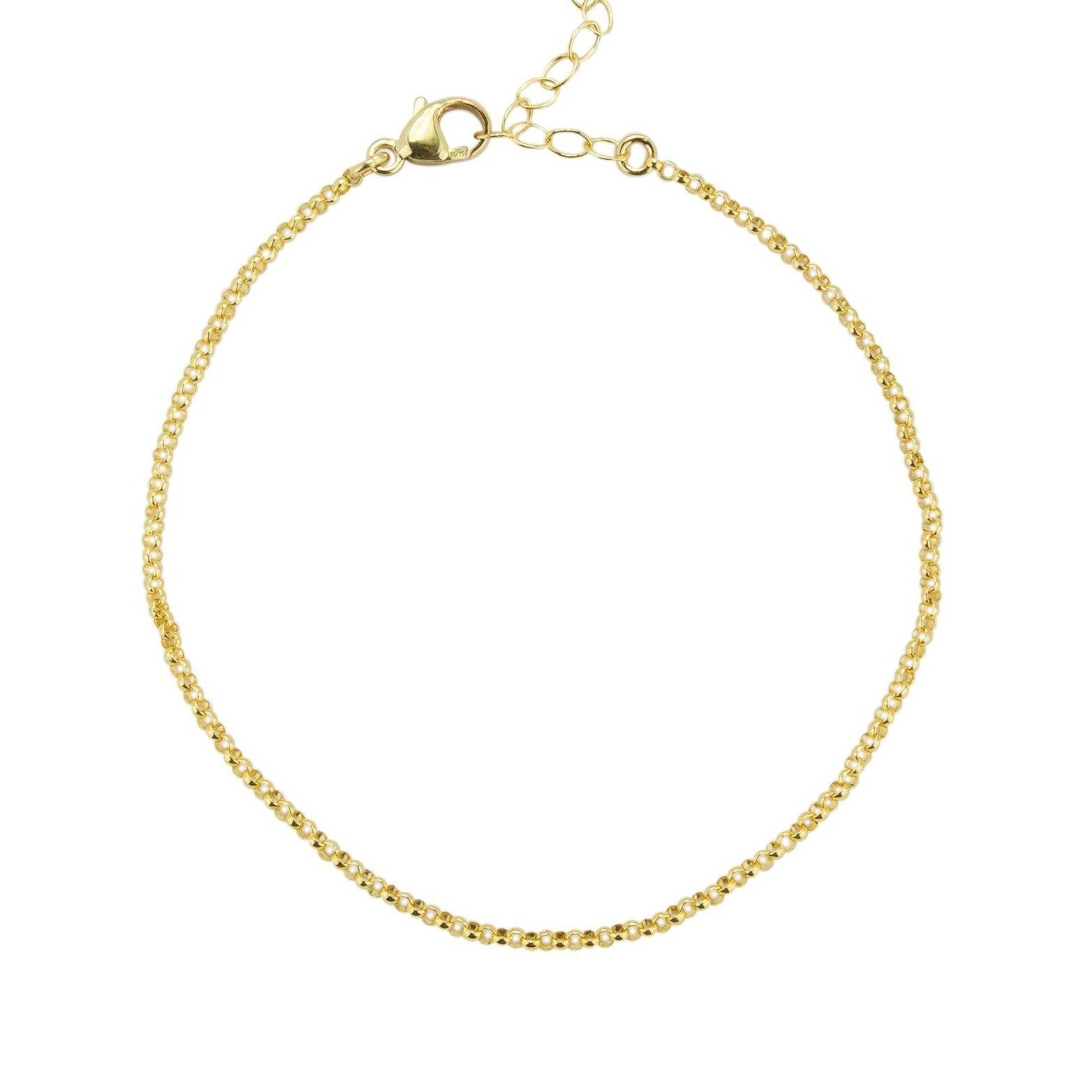 Gold Rolo Chain Bracelet against a white background.