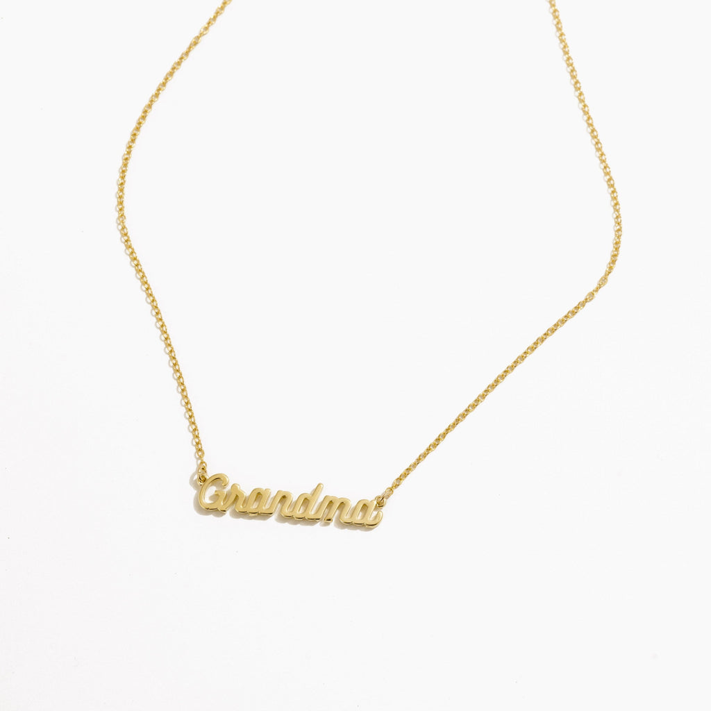 Dainty gold Grandma Necklace, made in America by Katie Dean Jewelry