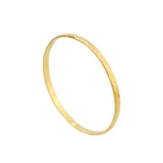 Up close image of the gold Hammered Bangle against a white background. 