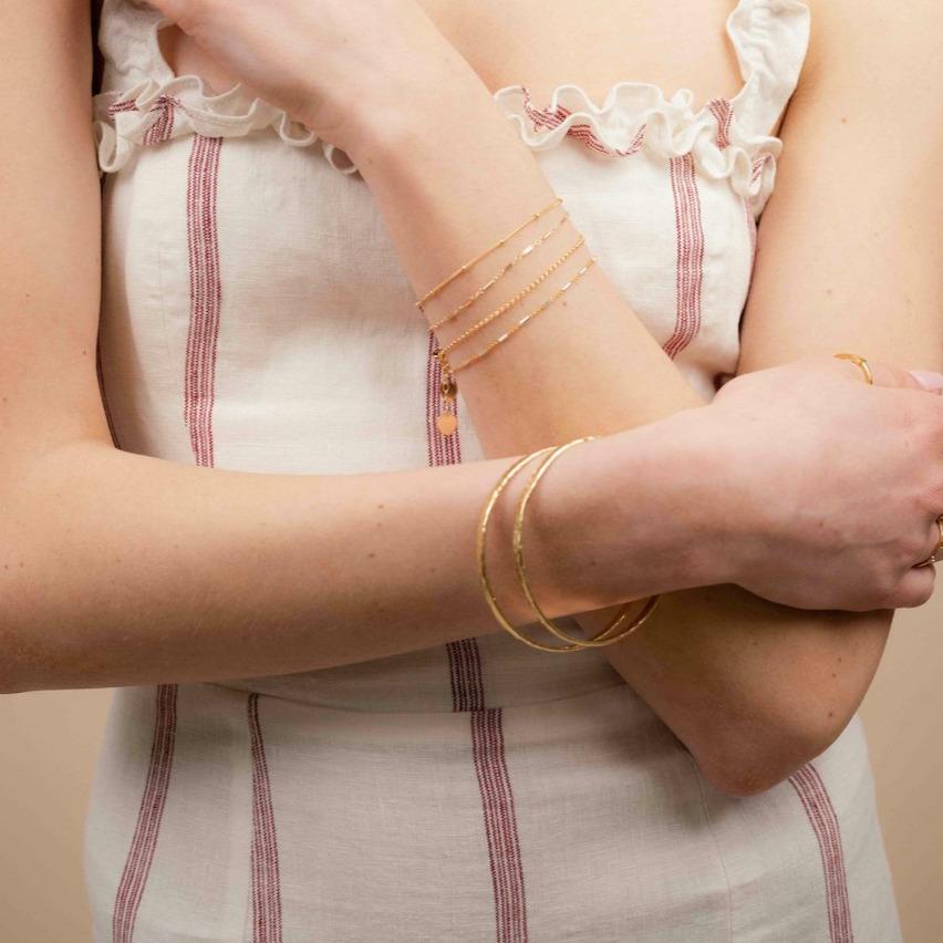 Hammered Gold Bangle, made by Katie Dean Jewelry in America