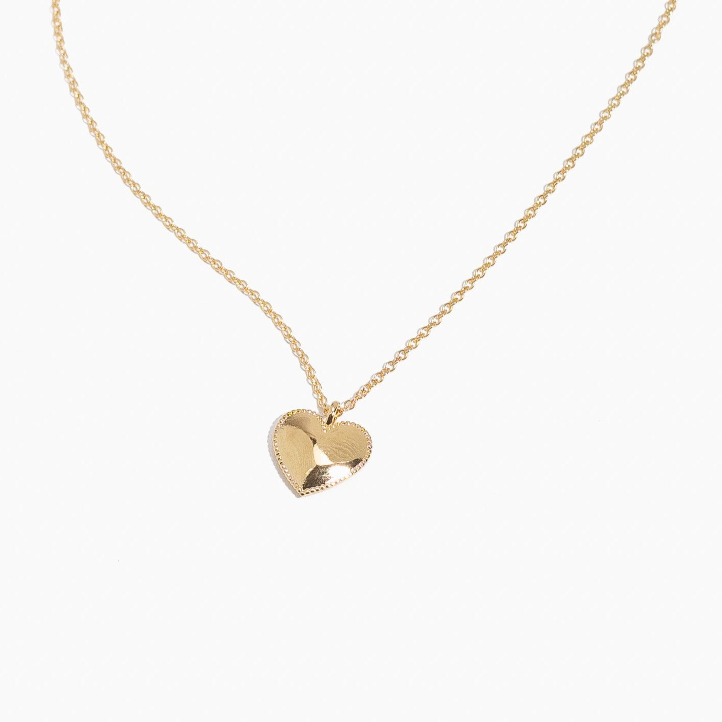 Gold Beaded Heart Necklace by Katie Dean Jewelry, made in America, perfect for the dainty minimal jewelry lovers 