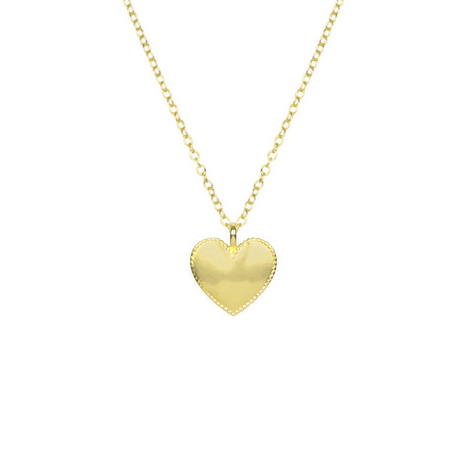Gold Beaded Heart Necklace by Katie Dean Jewelry, made in America, perfect for the dainty minimal jewelry lovers