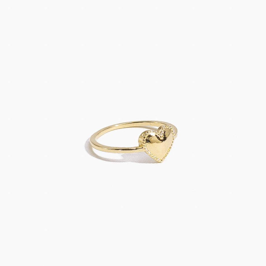 Beaded Heart Stacking ring by Katie Dean Jewelry, made in America, perfect for the dainty minimal jewelry lovers