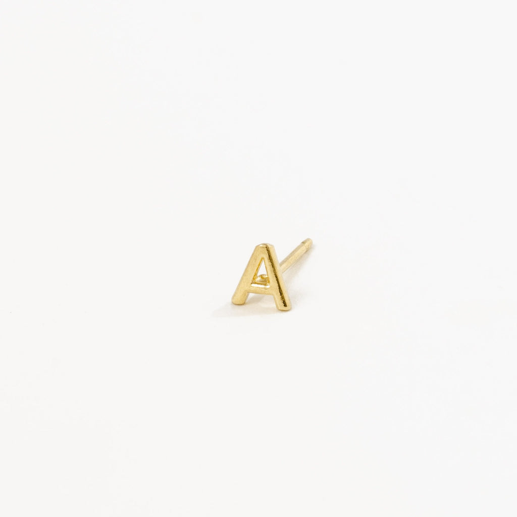 Gold A Initial Stud by Katie Dean Jewelry Dean Jewelry made in America