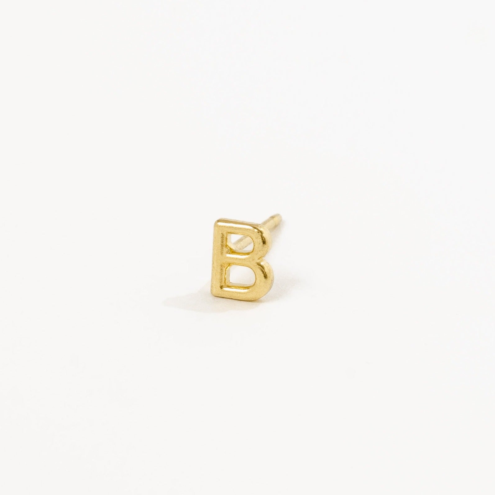 14K Yellow Solid Gold B Initial Stud by Katie Dean Jewelry Dean Jewelry made in America