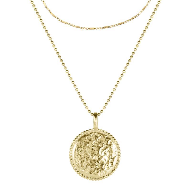 The Classic Necklace Set includes the Beaded Coin Necklace and perfectly layers with the Linked Chain Necklace. Handmade in California by Katie Dean Jewelry.