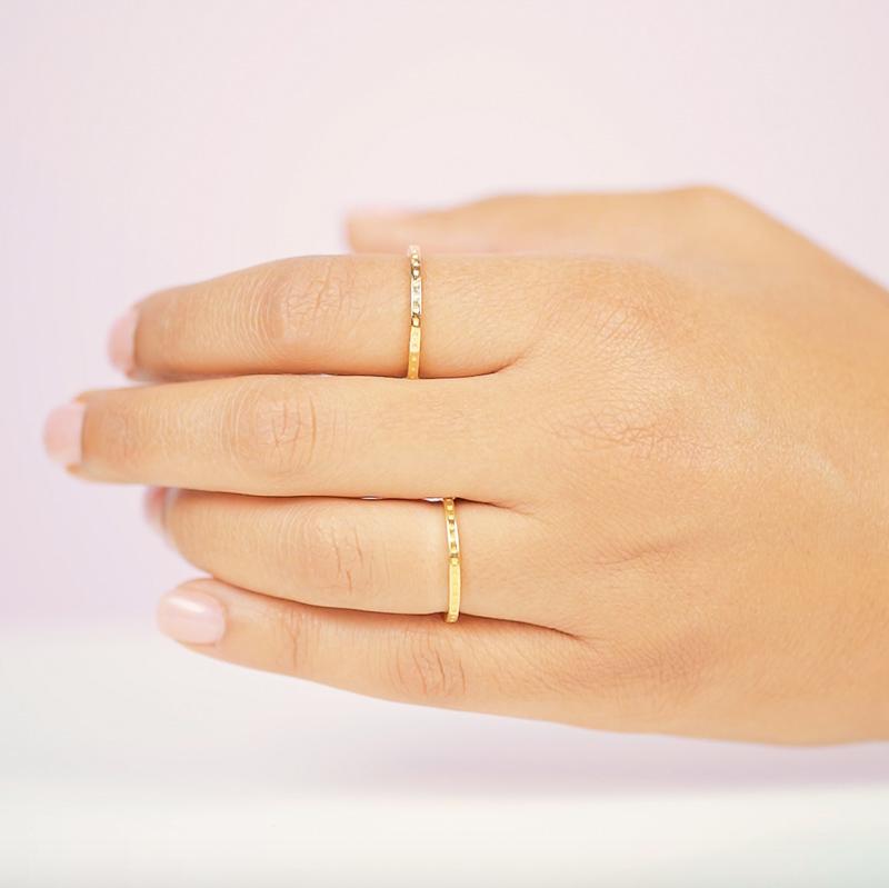 A lovely stacking ring, the Dotted Ring is perfect for the minimalist who wants to add a little texture to their ring look. Handmade in California by Katie Dean Jewelry.