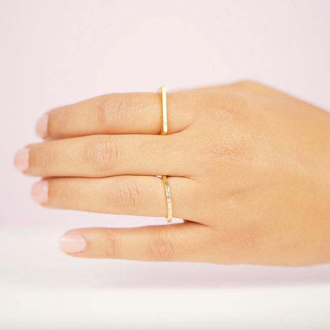 The Bar with Gem Ring. Made for the minimalist. Handmade in California by Katie Dean Jewelry.