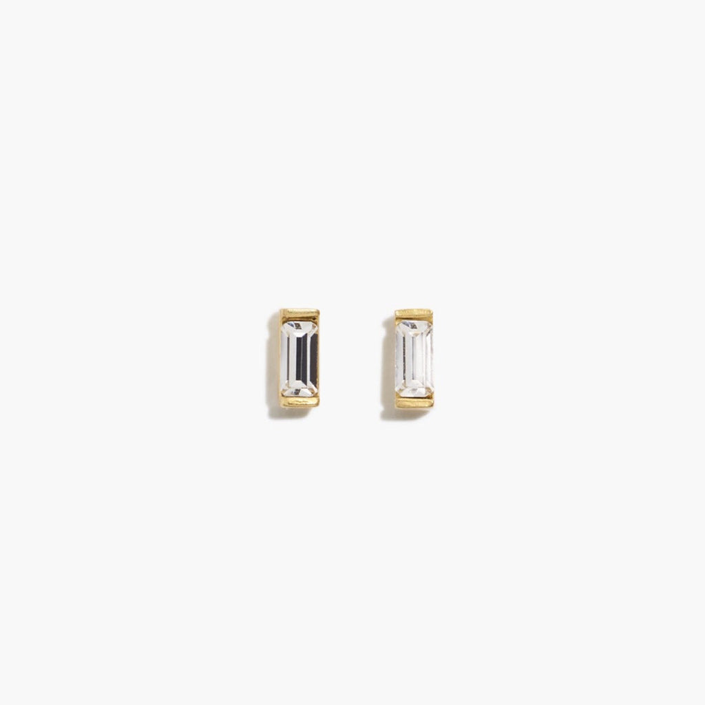 Gold Baguette Studs, dainty hypoallergenic earrings by Katie Dean Jewelry, made in America, perfect for the  minimal jewelry lovers