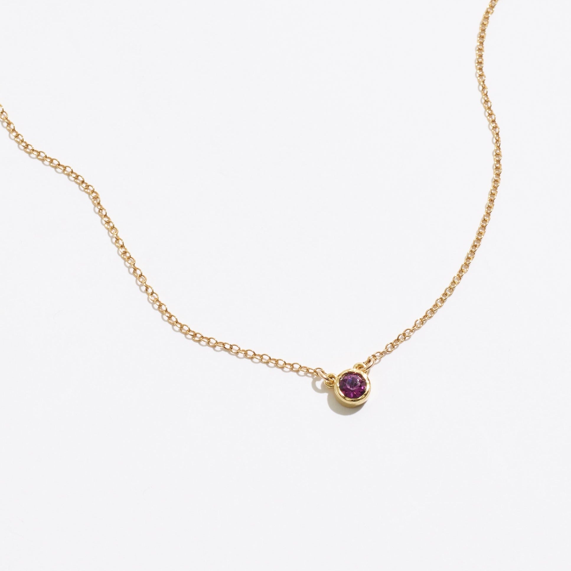 Gold Birthstone Necklace by Katie Dean Jewelry, made in America, perfect for the dainty minimal jewelry lovers, February