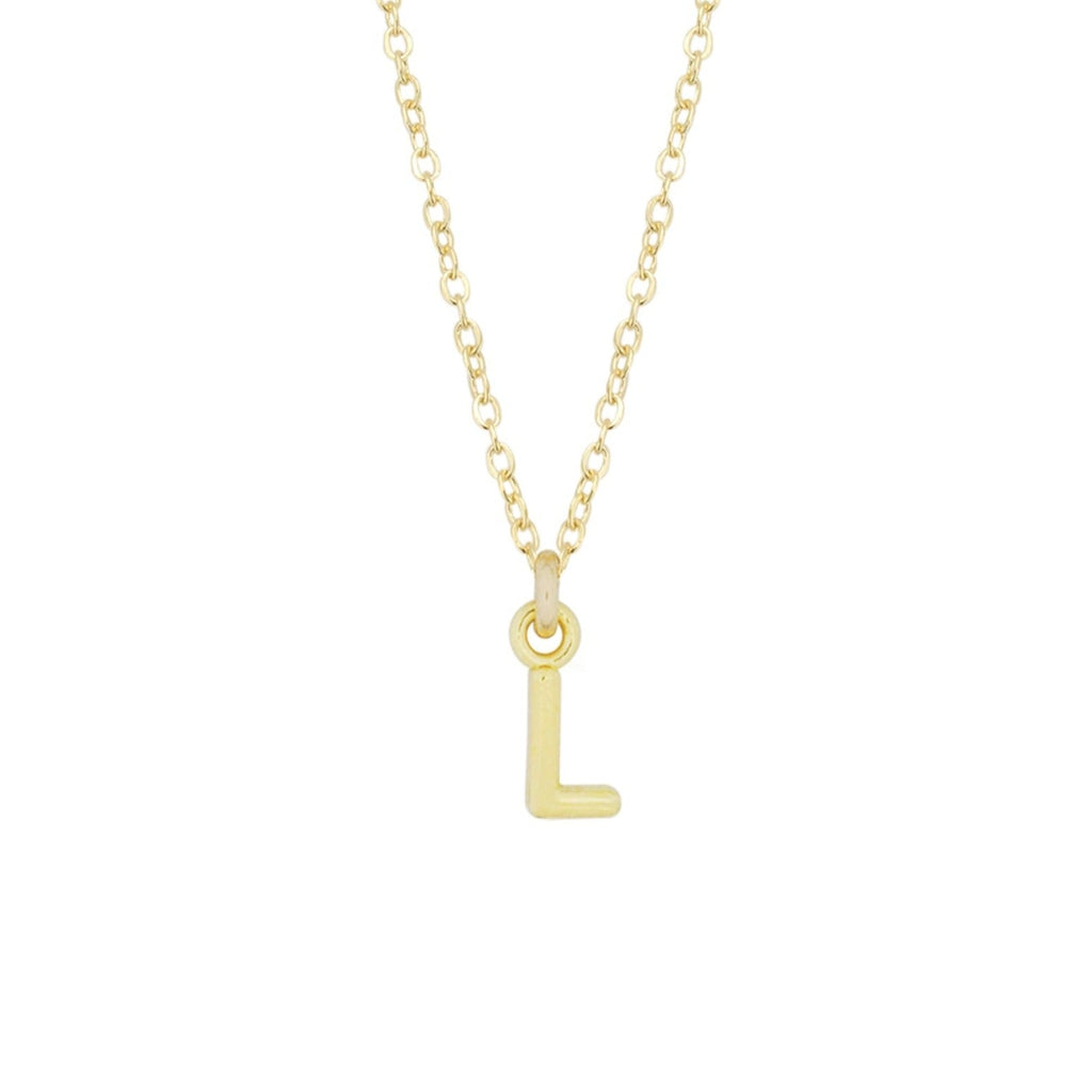 L Gold Initial Necklace by Katie Dean Jewelry, made in America, perfect for the dainty minimal jewelry lovers