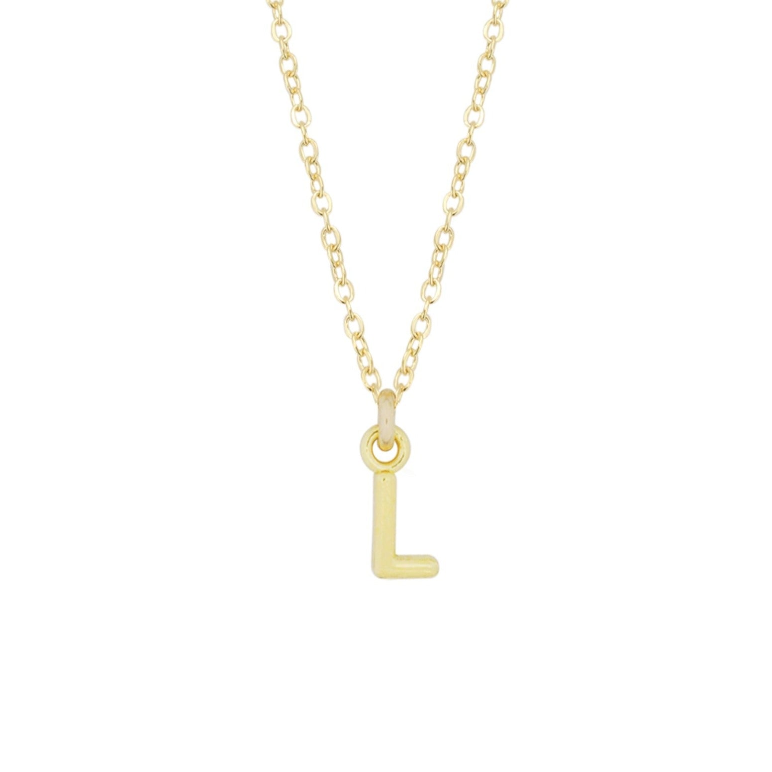 L Gold Initial Necklace by Katie Dean Jewelry, made in America, perfect for the dainty minimal jewelry lovers