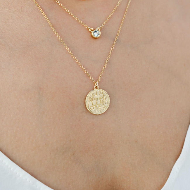 Leo Zodiac Necklace_July 23-Aug 22_horoscope sign_dainty handmade necklaces by Katie Dean Jewelry_April Birthstone Necklace_EMB05689 square.jpg