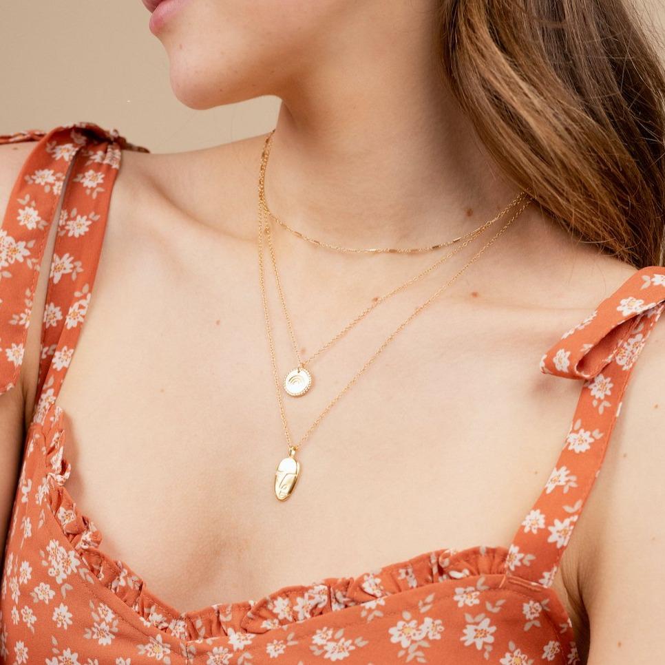 Rainbow Necklace Set layered with Artist Face Necklace by Katie Dean Jewelry