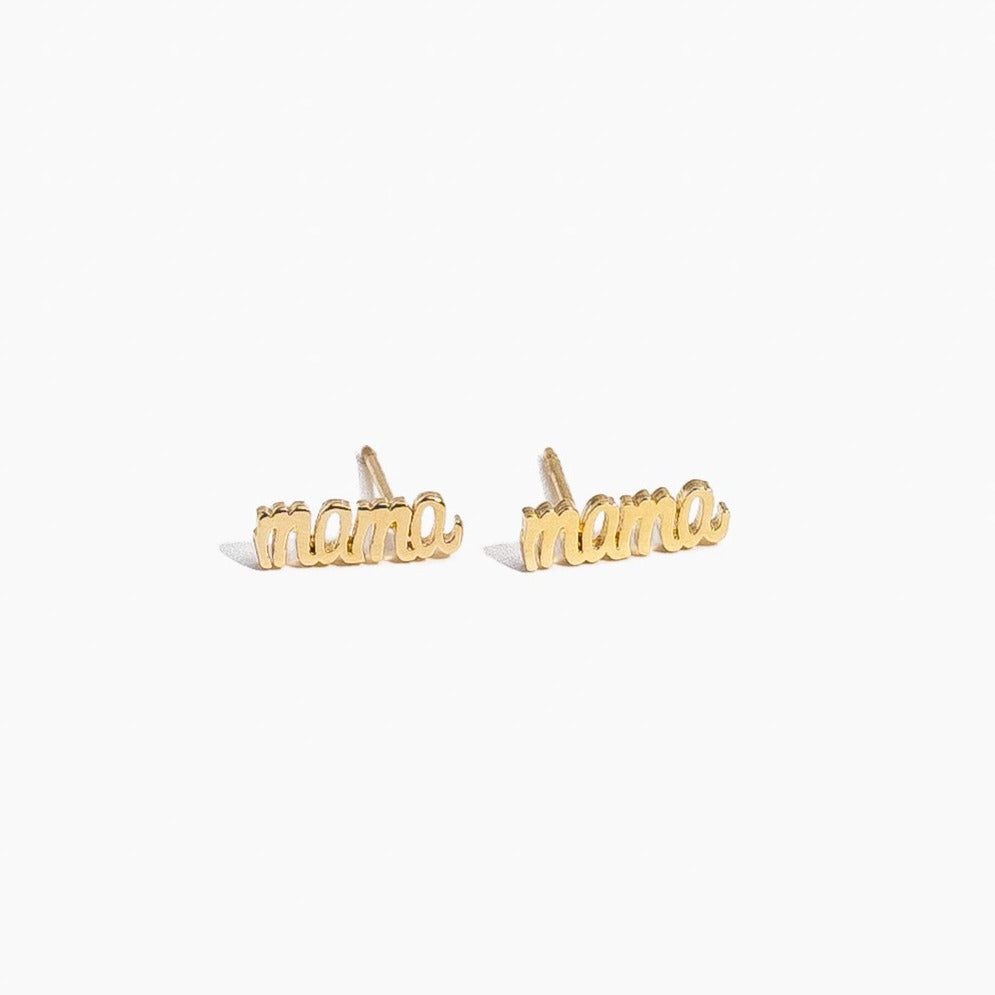 Gold Mama Studs, dainty hypoallergenic earrings by Katie Dean Jewelry, made in America, perfect for the  minimal jewelry lovers 