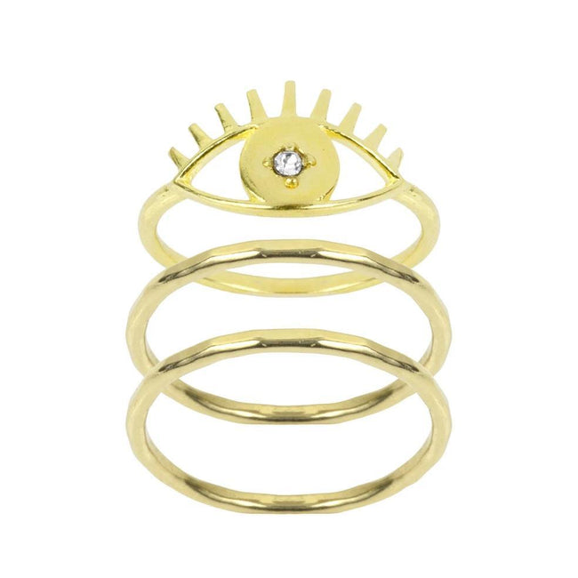Good vibes. Lucky charm. Protector of evil spirits. No matter which way you put it, the Evil Eye Ring Stack is a good omen and carries only well wishes along with it.