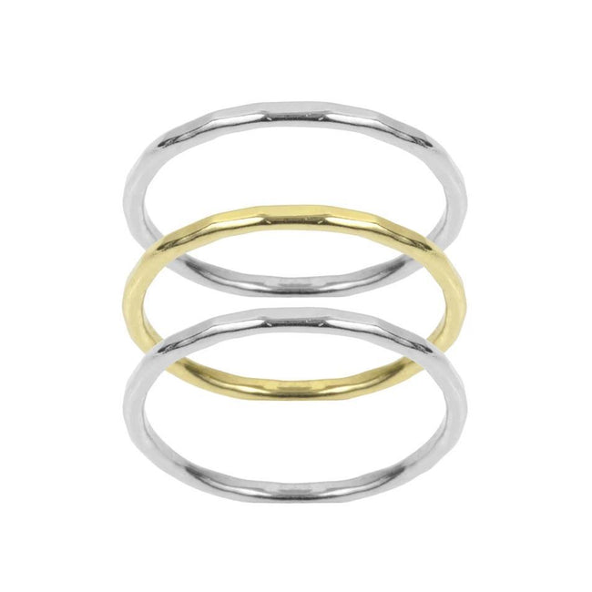 Have the best of both worlds with this silver and gold ring set. Handmade in California by Katie Dean Jewelry.