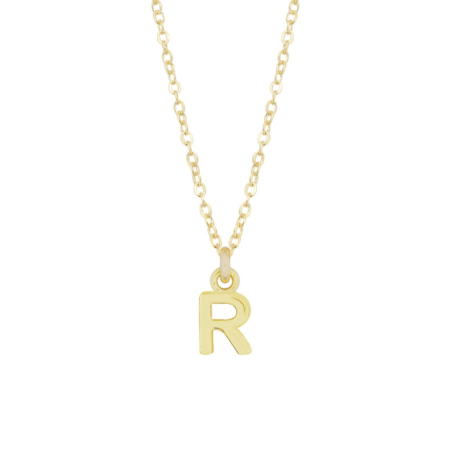 R Gold Initial Necklace by Katie Dean Jewelry, made in America, perfect for the dainty minimal jewelry lovers