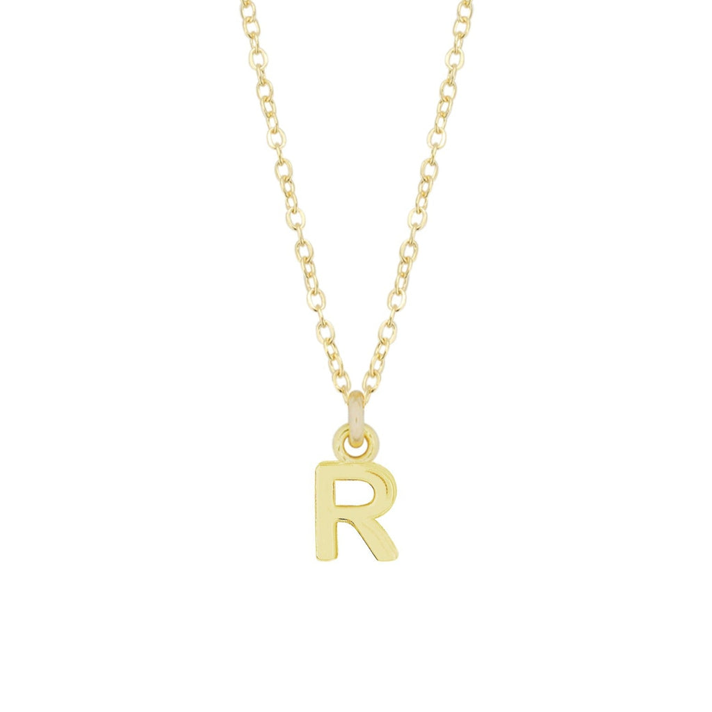 R Gold Initial Necklace by Katie Dean Jewelry, made in America, perfect for the dainty minimal jewelry lovers