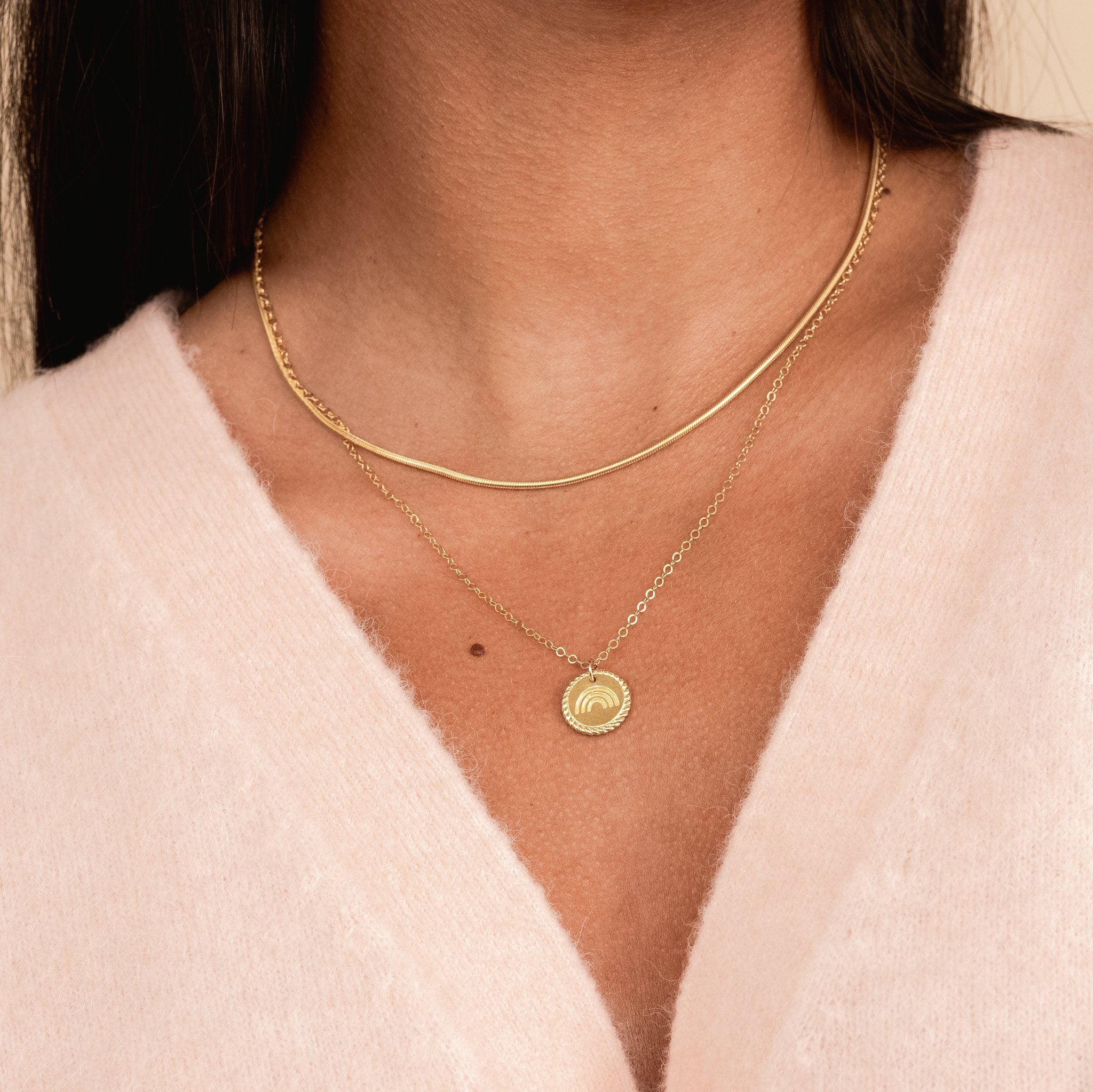 Rainbow Necklace handmade in California by Katie Dean Jewelry. A symbol for hope.