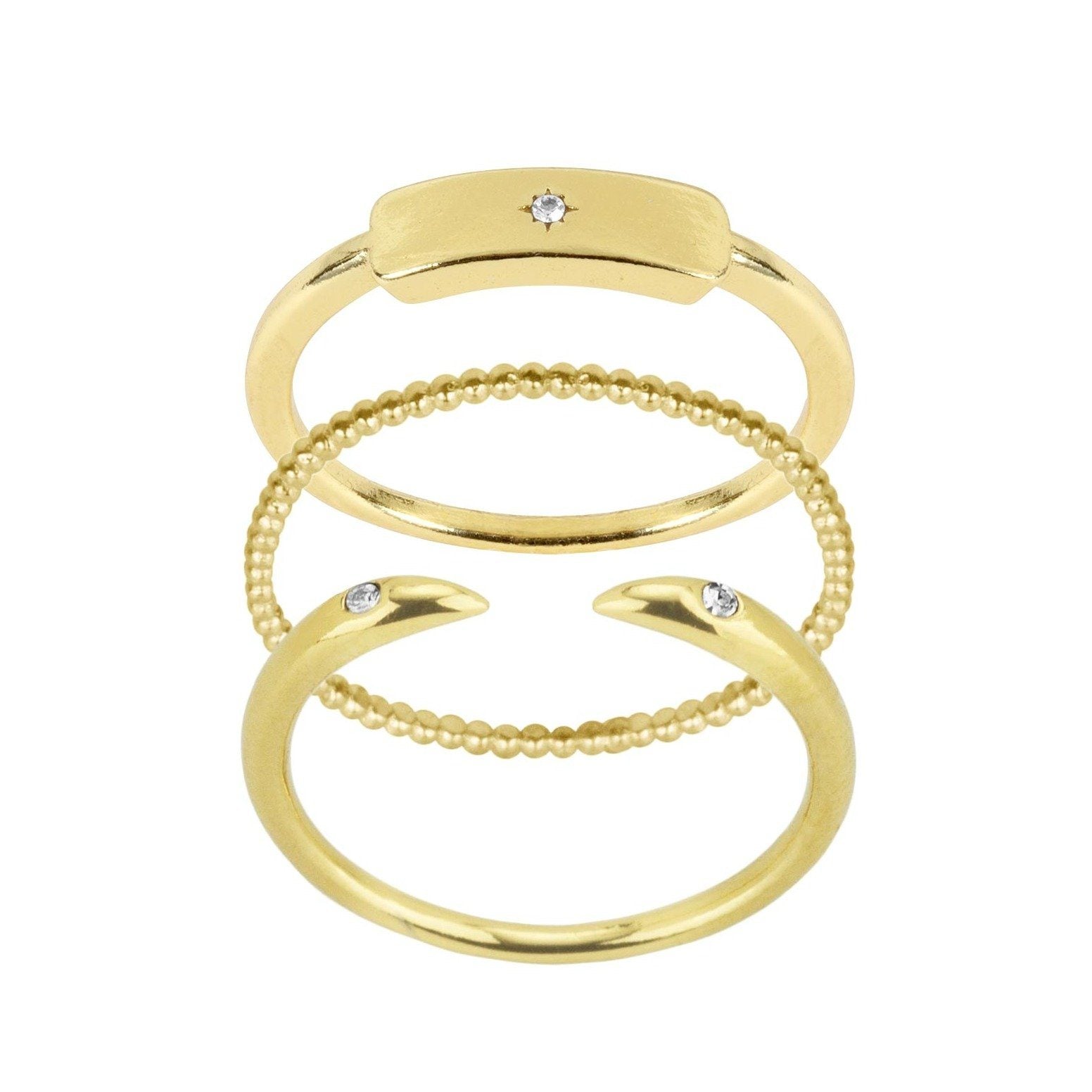 Rectangle Ring Stack by Katie Dean Jewelry, three rings in one set