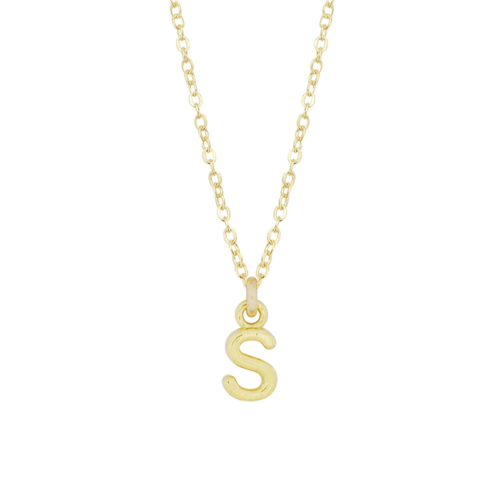 S Gold Initial Necklace by Katie Dean Jewelry, made in America, perfect for the dainty minimal jewelry lovers
