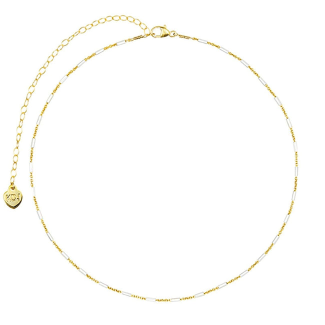 Dainty minimal Silver and Gold Choker. Your new favorite gold necklace. Simple yet refined and pairs perfectly with any jewelry! Handmade in America by Katie Dean Jewelry.