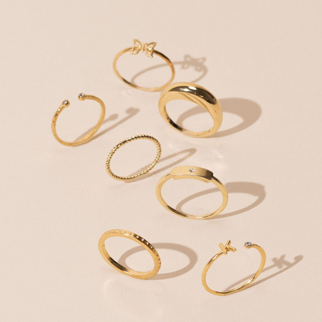 Dainty minimal gold Dome Stacking Ring, handmade in America by Katie Dean Jewelry