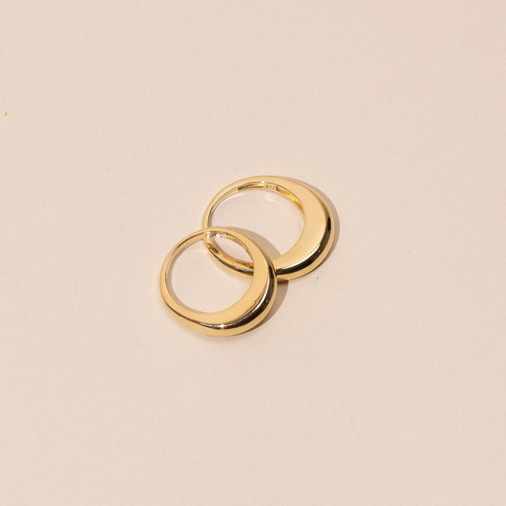 Dainty minimal gold Dome Stacking Ring, handmade in America by Katie Dean Jewelry