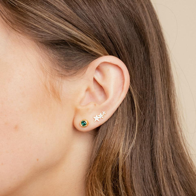 Starburst Ear Crawler Stud Earrings by Katie Dean Jewelry, handmade in America