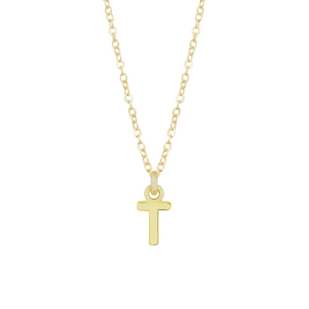 T Gold Initial Necklace by Katie Dean Jewelry, made in America, perfect for the dainty minimal jewelry lovers