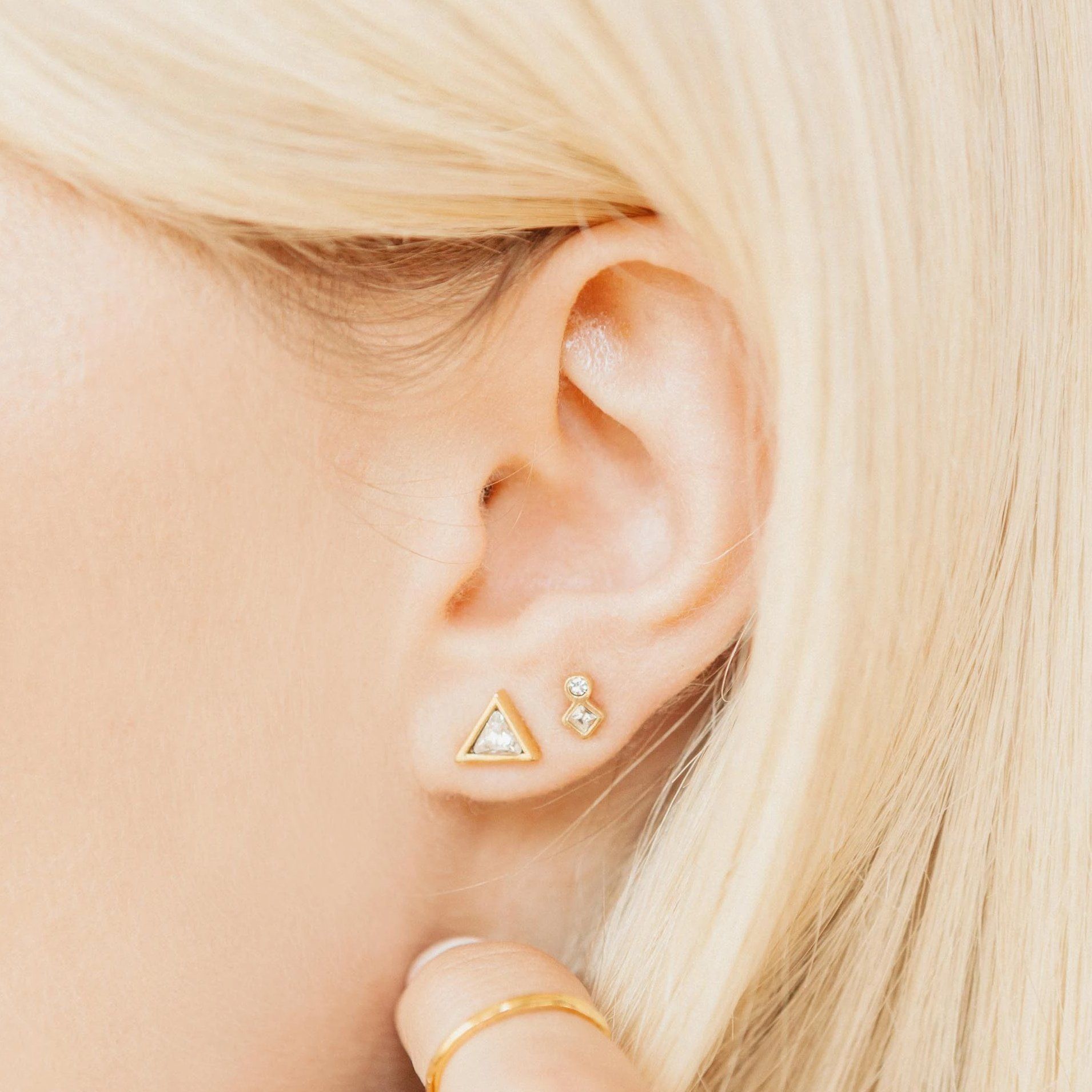 We try not to play the favorite game but we can't help it when it comes to the Geo Mini Studs. Perfect for every occasion!  Handmade in California by Katie Dean Jewelry. Nickel free and hypoallergenic.