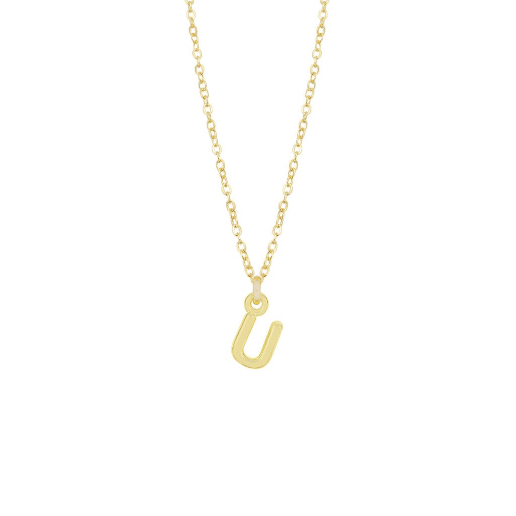 U Gold Initial Necklace by Katie Dean Jewelry, made in America, perfect for the dainty minimal jewelry lovers