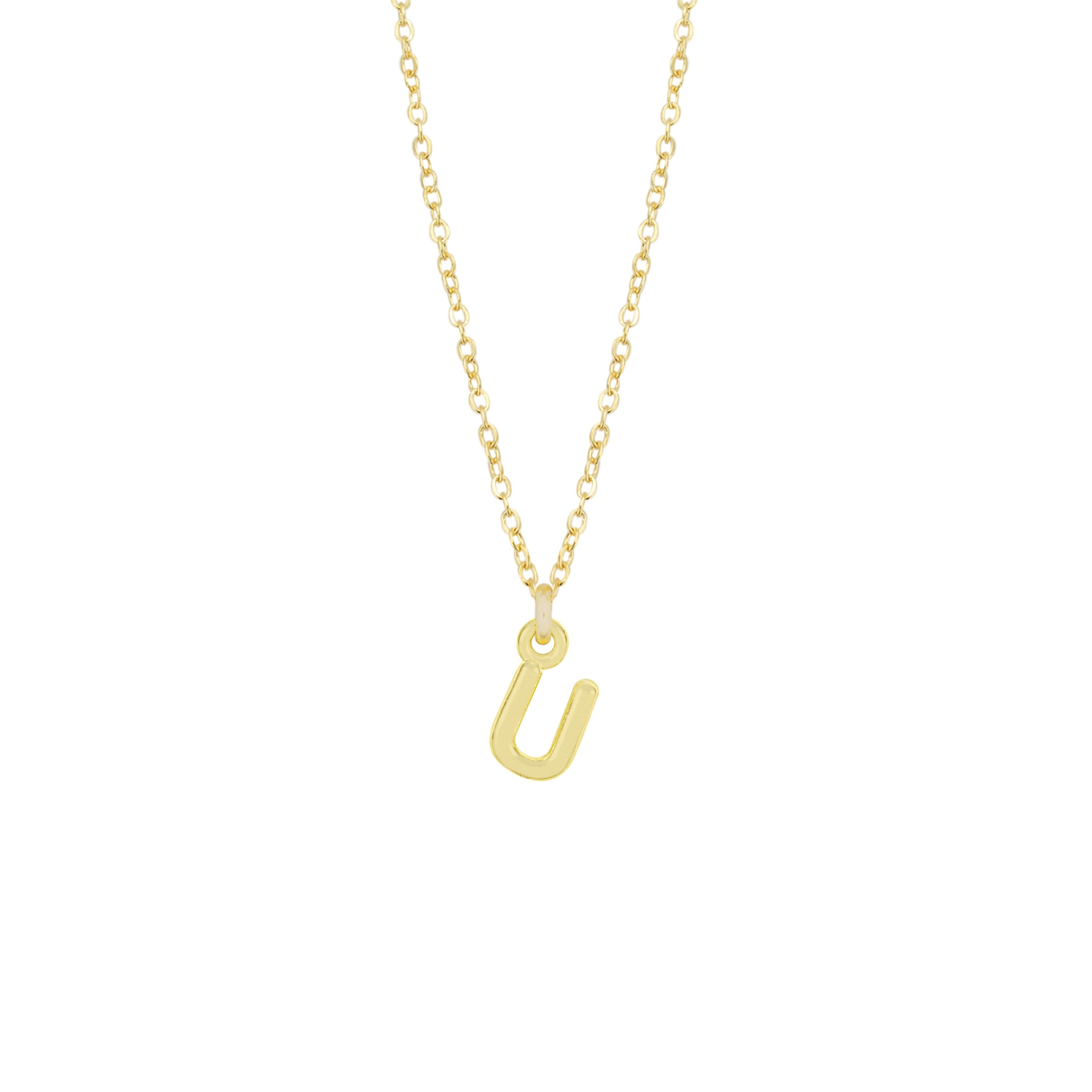 U Gold Initial Necklace by Katie Dean Jewelry, made in America, perfect for the dainty minimal jewelry lovers