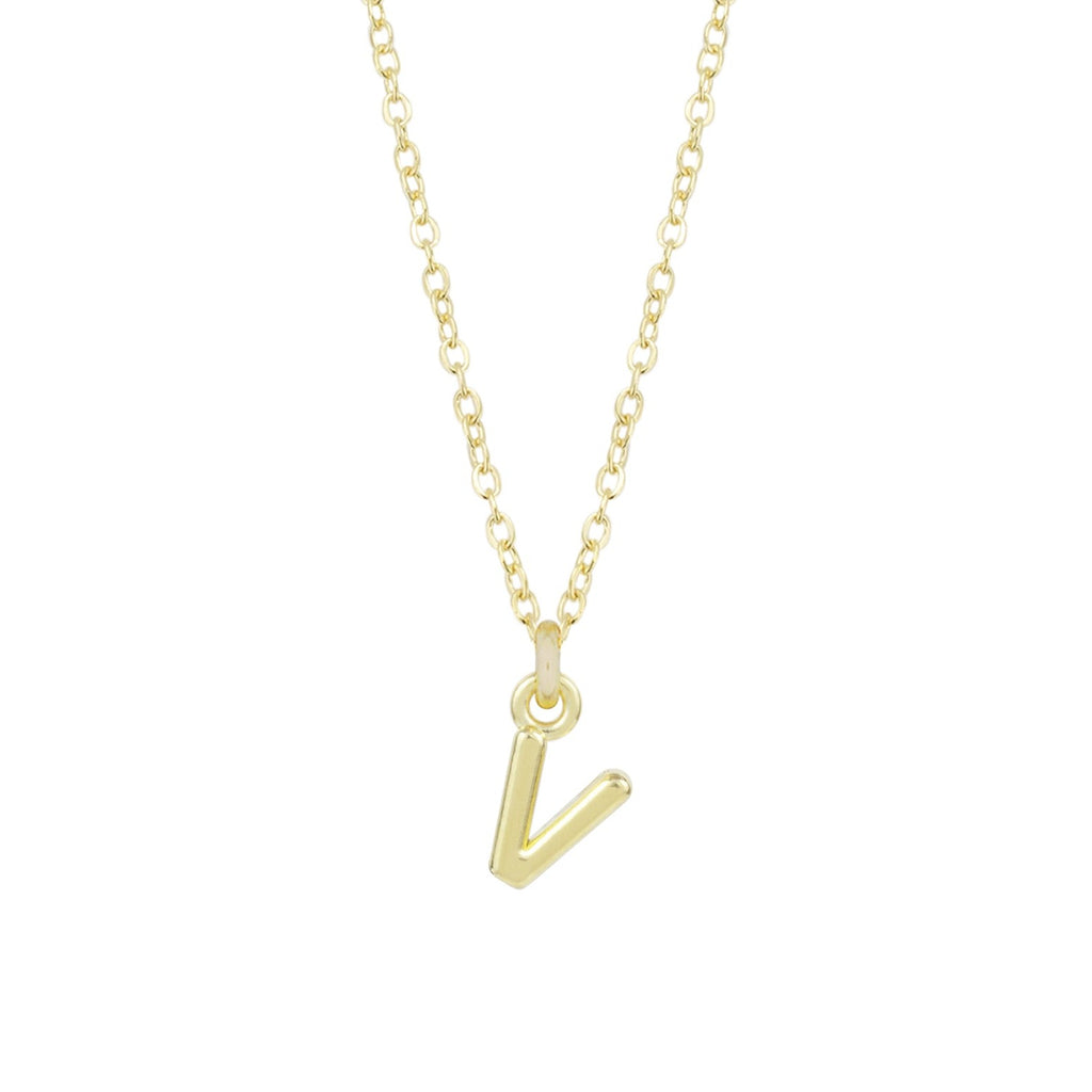 V Gold Initial Necklace by Katie Dean Jewelry, made in America, perfect for the dainty minimal jewelry lovers