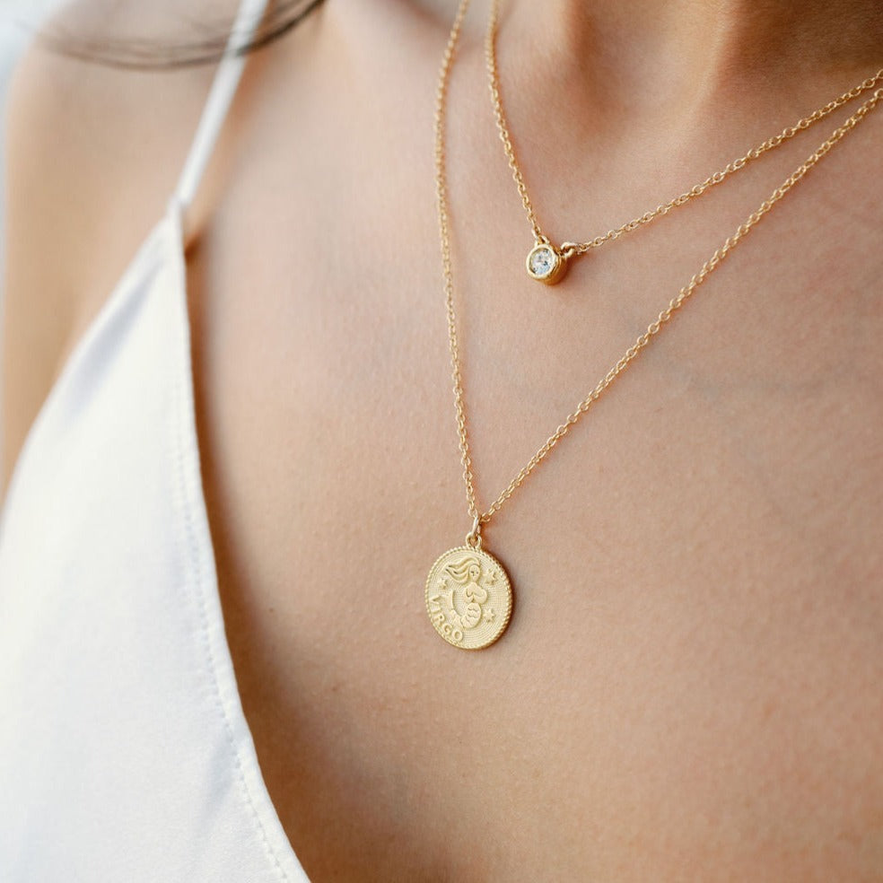Virgo Zodiac Necklace_Aug 23-Sep 22_horoscope sign_Zodiac Collection, dainty handmade necklaces by Katie Dean Jewelry_April Birthstone Necklace