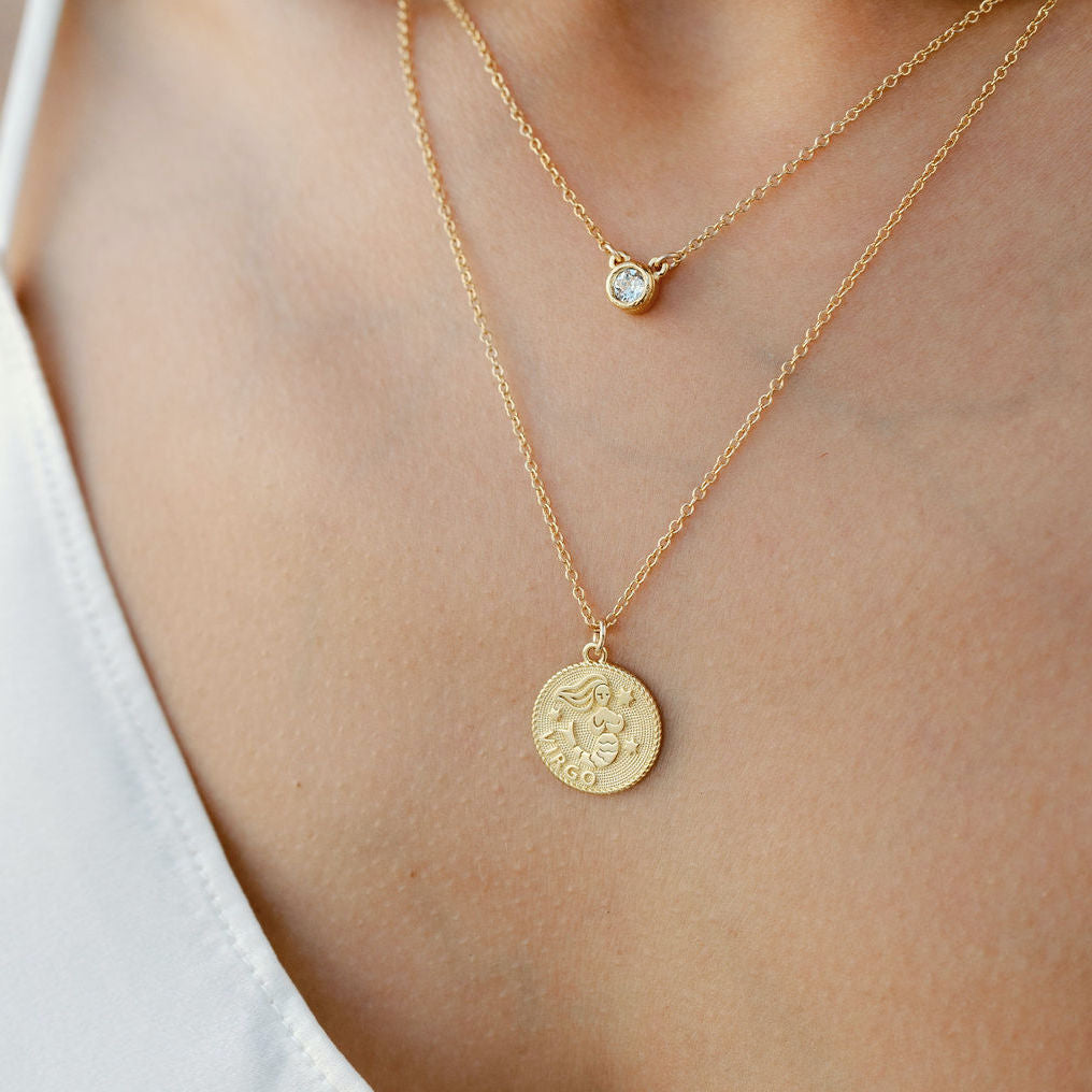 Virgo Zodiac Necklace_Aug 23-Sep 22_horoscope sign_Zodiac Collection, dainty handmade necklaces by Katie Dean Jewelry_April Birthstone Necklace