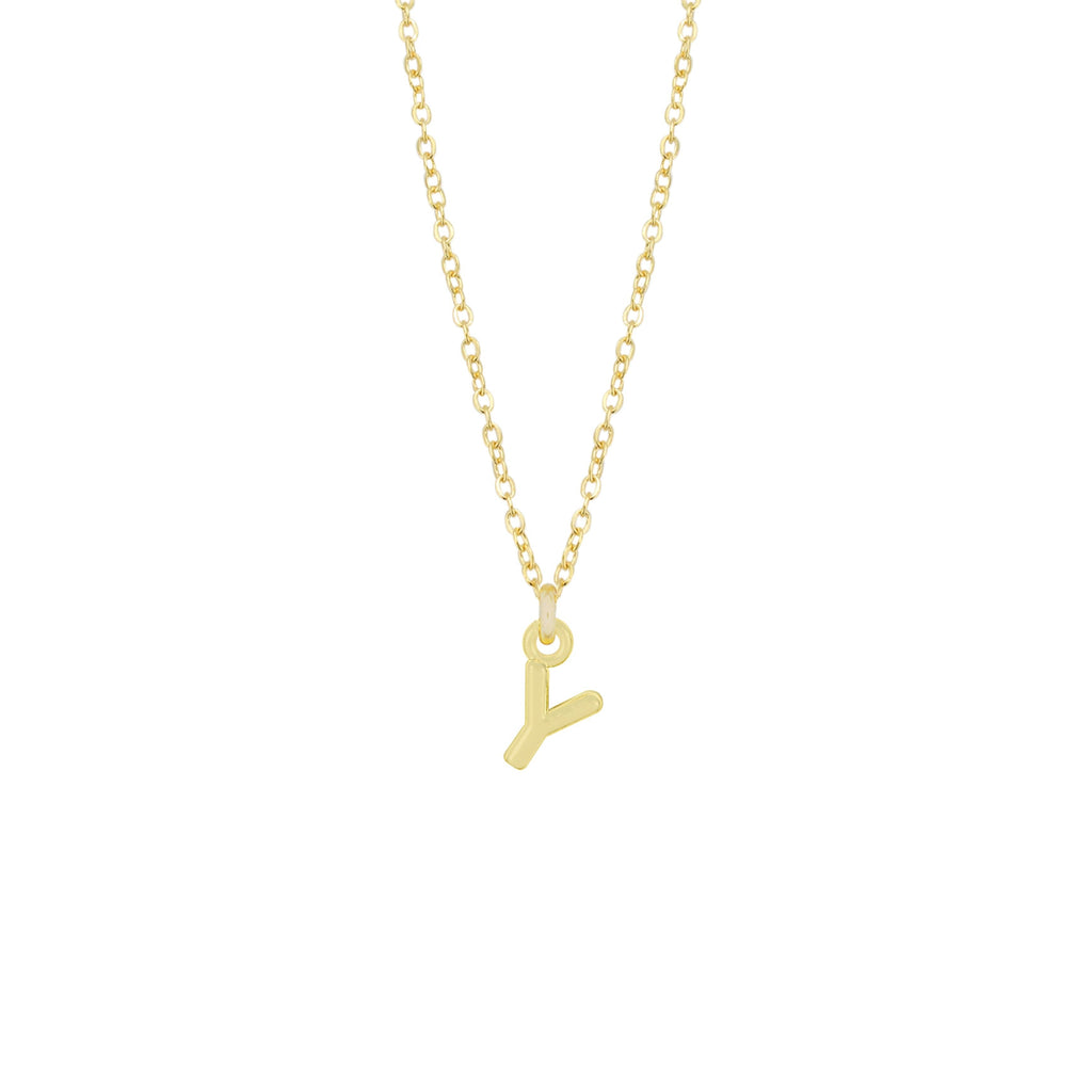 Y Gold Initial Necklace by Katie Dean Jewelry, made in America, perfect for the dainty minimal jewelry lovers