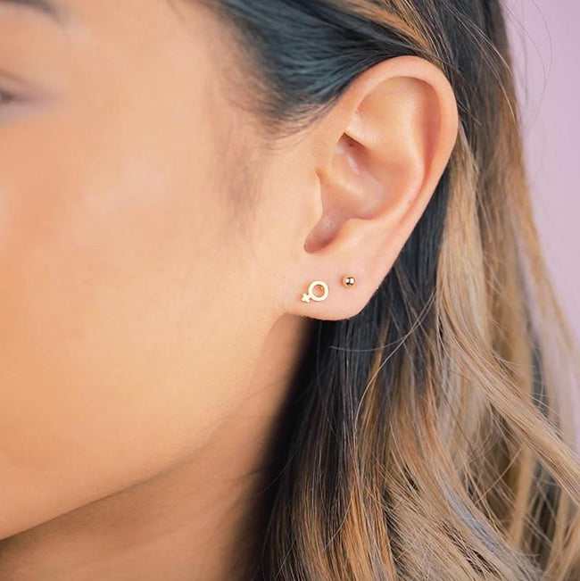 Wear it loud and proud! The Female Symbol Studs were inspired by all the support and help that Katie has received from the leading ladies in her life. When you wear these studs, we hope you feel empowered and ready to be the lady boss that you are.