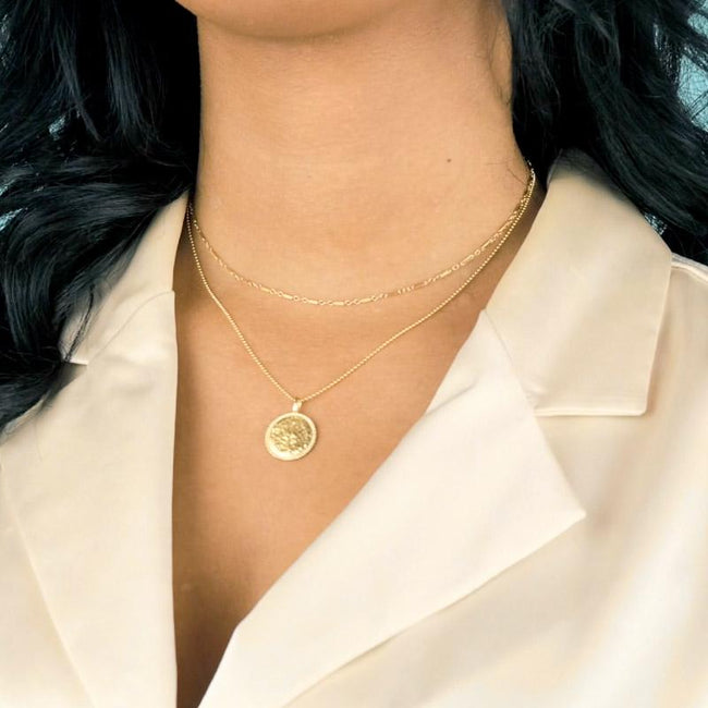 The Classic Necklace Set includes the Beaded Coin Necklace and perfectly layers with the Linked Chain Necklace. Handmade in California by Katie Dean Jewelry. 