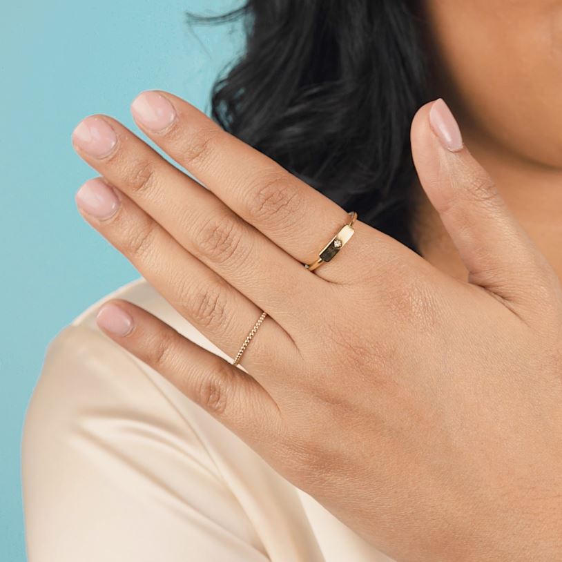 So classic, so fine, so you. Add this refined Rectangle Ring to your layering party.  Handmade in California by Katie Dean Jewelry.